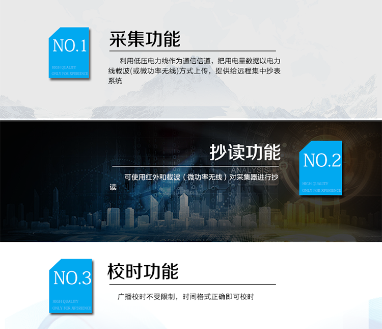 產(chǎn)品特點(diǎn)
該產(chǎn)品主要完成對(duì)RS485電表的電量采集，并且利用低壓電力線作為通信信道，把用電量數(shù)據(jù)以電力線載波(或微功率無線)方式上傳，提供給遠(yuǎn)程集中抄表系統(tǒng)。