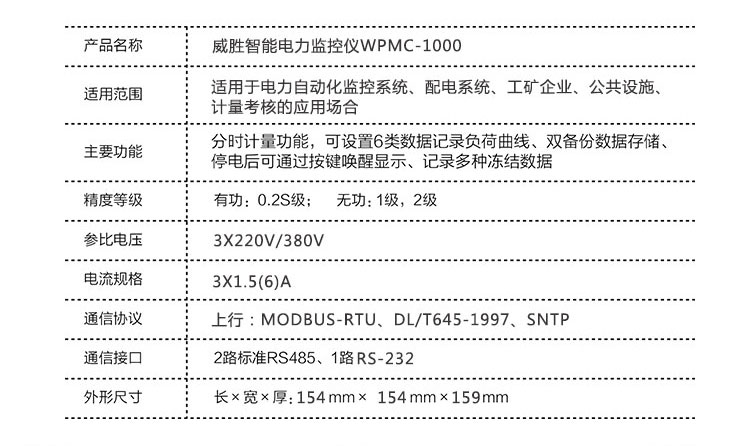 長沙威勝WPMC-1000A智能電力監(jiān)控儀